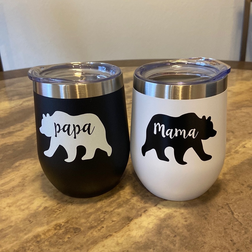 Mama and Papa Bear wine tumblers